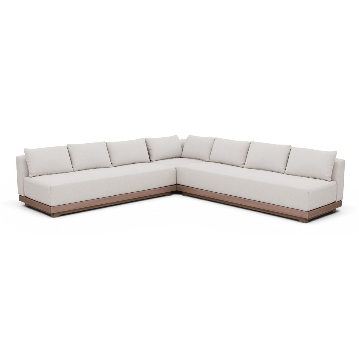 Solace Cream Olefin Performance Fabric 3pc. Outdoor Patio Modular Sectional in cream olefin, primary product view