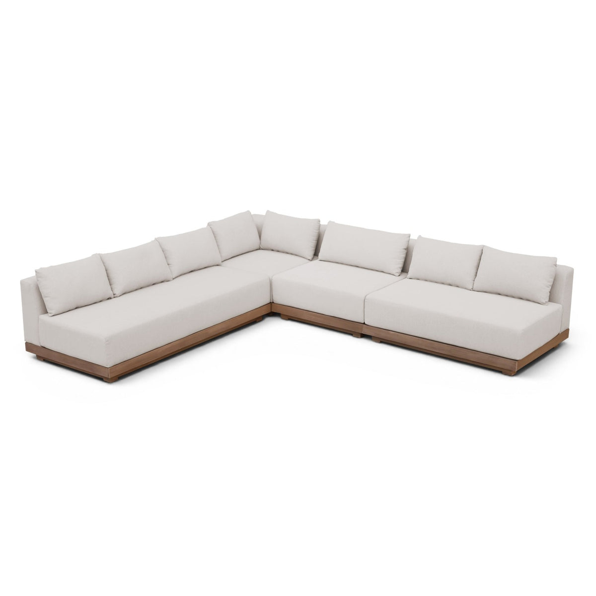 Solace Cream Olefin Performance Fabric 4pc. Outdoor Patio Modular Sectional in cream olefin, primary product view