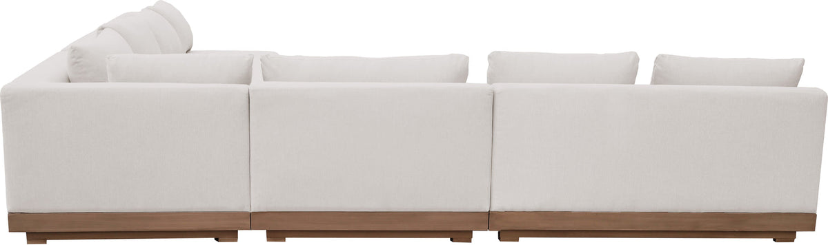 Solace Cream Olefin Performance Fabric 4 Piece Outdoor Patio Modular Sectional Sofa