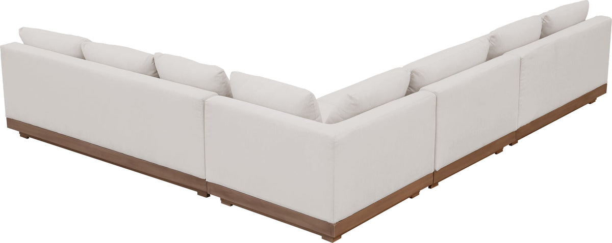Solace Cream Olefin Performance Fabric 4 Piece Outdoor Patio Modular Sectional Sofa