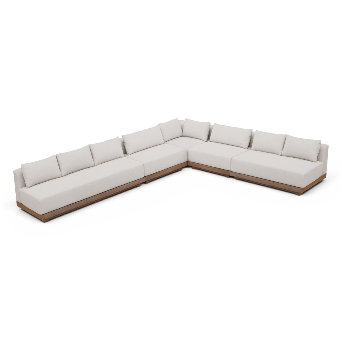 Solace Cream Olefin Performance Fabric 5pc. Outdoor Patio Modular Sectional in cream olefin, primary product view