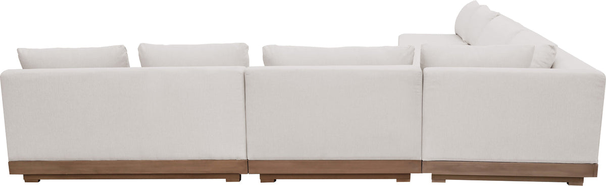 Solace Cream Olefin Performance Fabric 5 Piece Outdoor Patio Modular Sectional Sofa