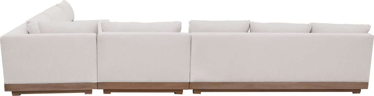 Solace Cream Olefin Performance Fabric 5 Piece Outdoor Patio Modular Sectional Sofa