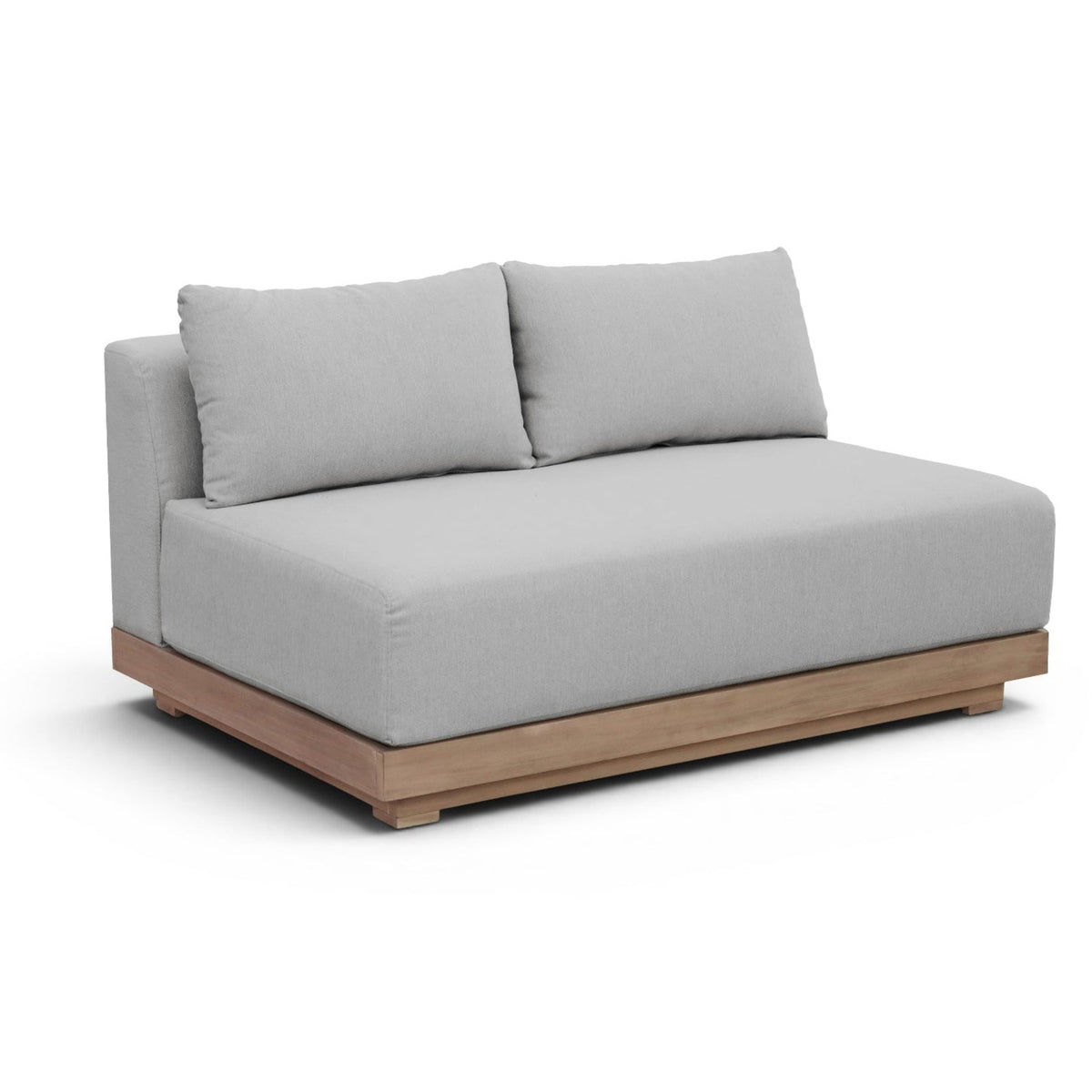 Solace 55" Grey Olefin Performance Fabric Outdoor Patio Modular Loveseat in grey olefin, primary product view