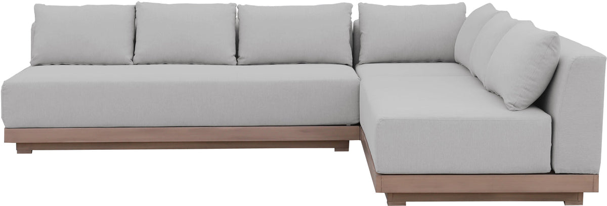 Solace Grey Olefin Performance Fabric 3 Piece Outdoor Patio Modular Sectional Sofa
