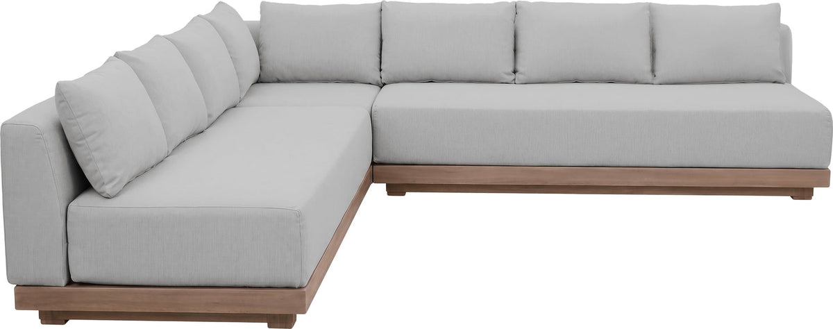 Solace Grey Olefin Performance Fabric 3 Piece Outdoor Patio Modular Sectional Sofa