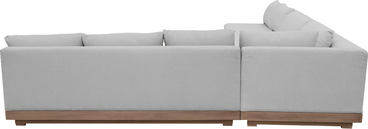 Solace Grey Olefin Performance Fabric 4 Piece Outdoor Patio Modular Sectional Sofa