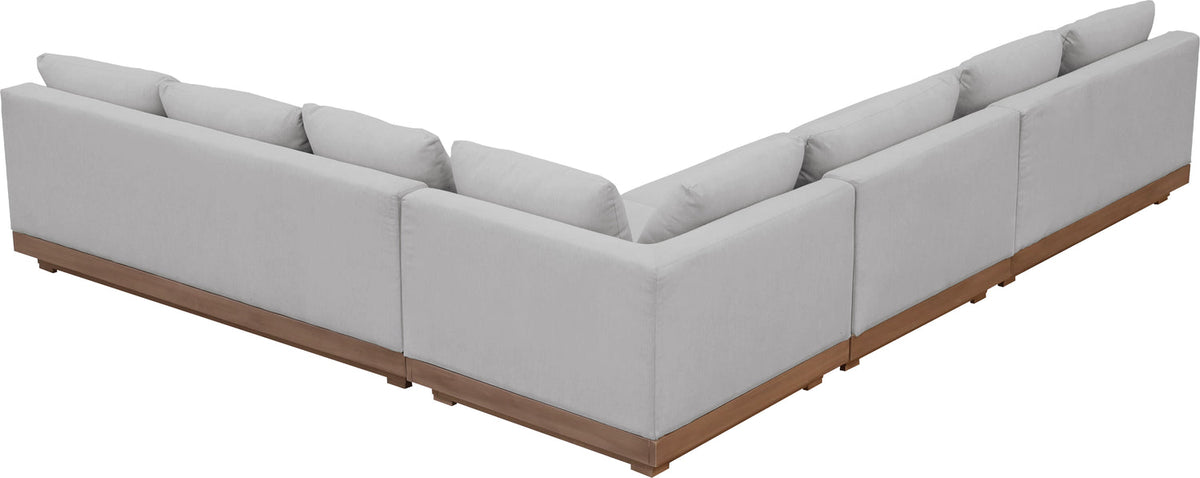 Solace Grey Olefin Performance Fabric 4 Piece Outdoor Patio Modular Sectional Sofa
