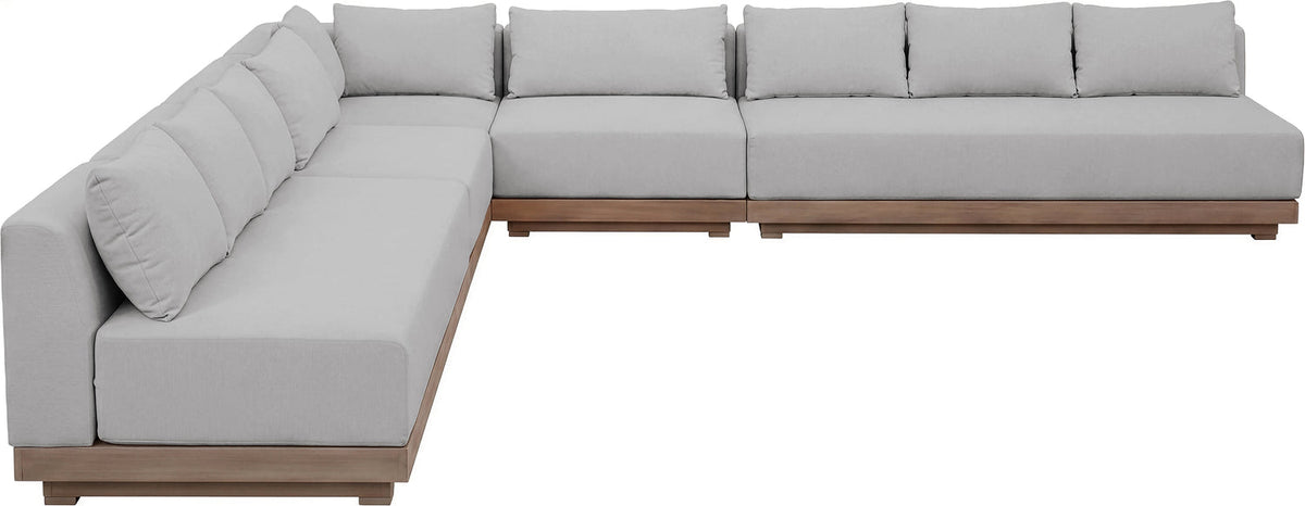 Solace Grey Olefin Performance Fabric 5 Piece Outdoor Patio Modular Sectional Sofa