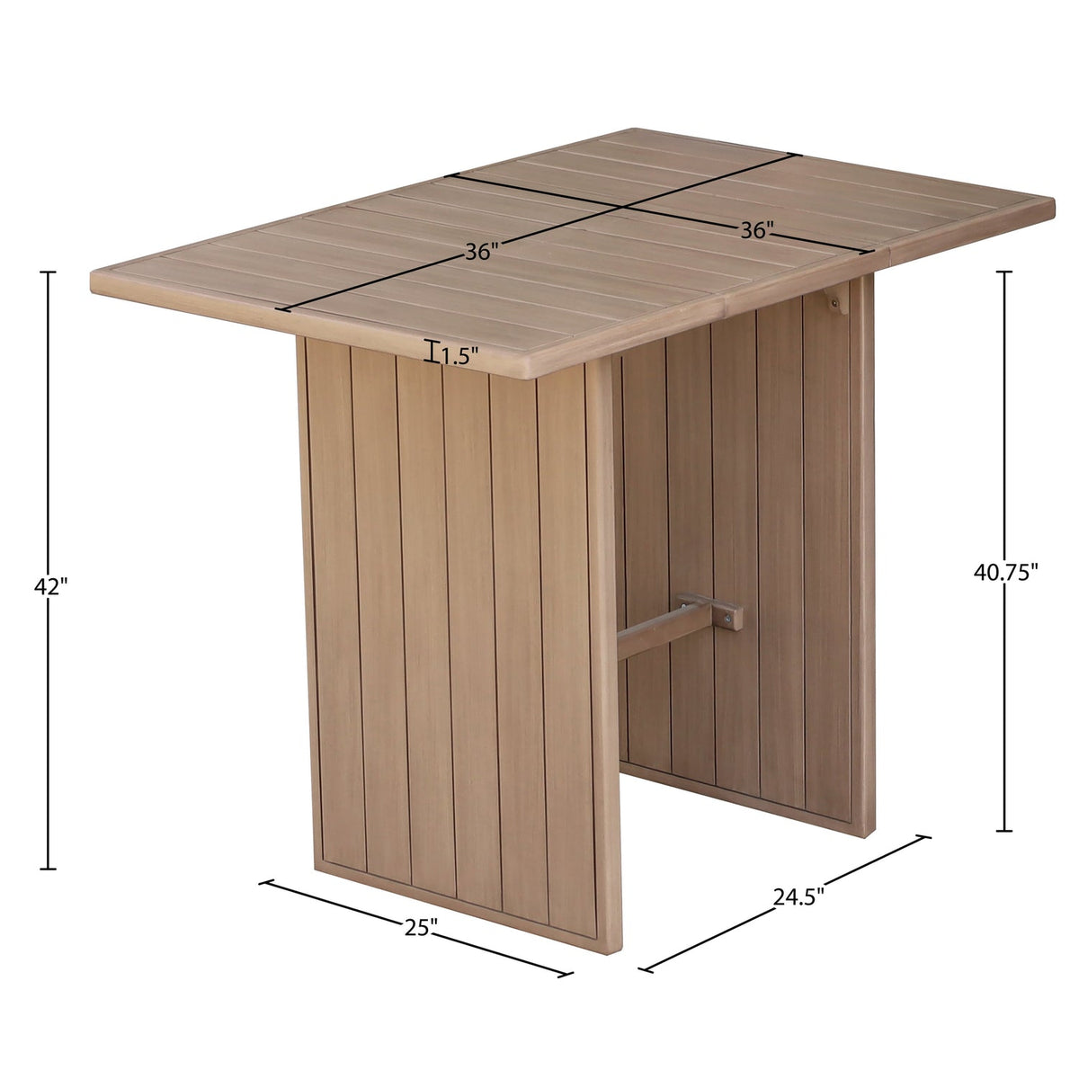 Solace Natural Acacia Wood Outdoor Patio Bar Table