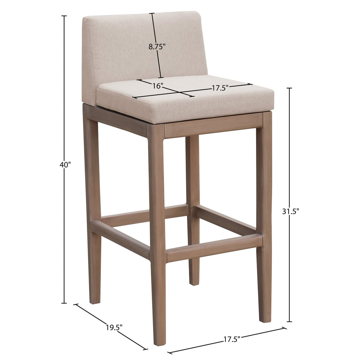 Solace Beige Olefin Performance Fabric Outdoor Patio Bar Stool