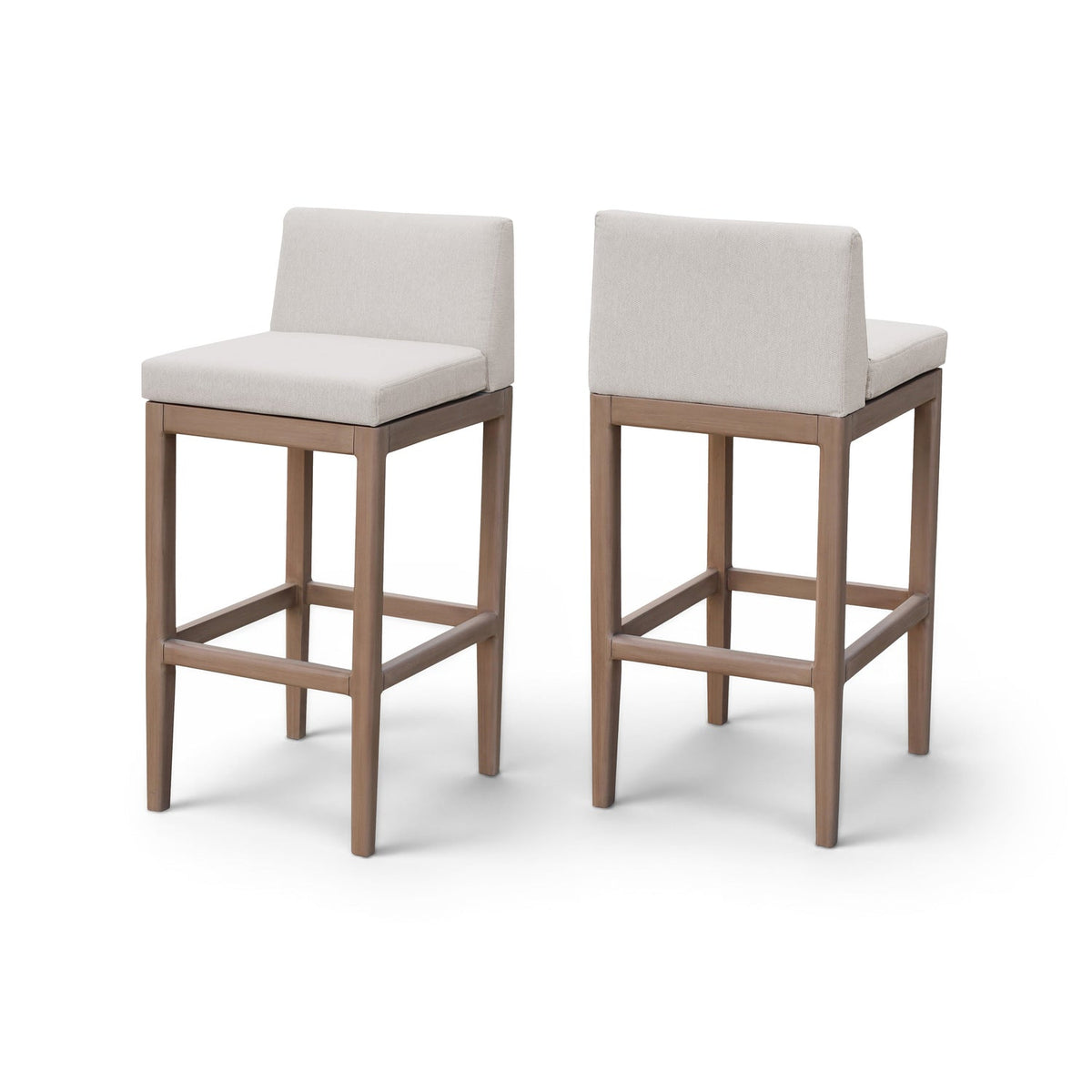 Solace Cream Olefin Performance Fabric Outdoor Patio Bar Stool