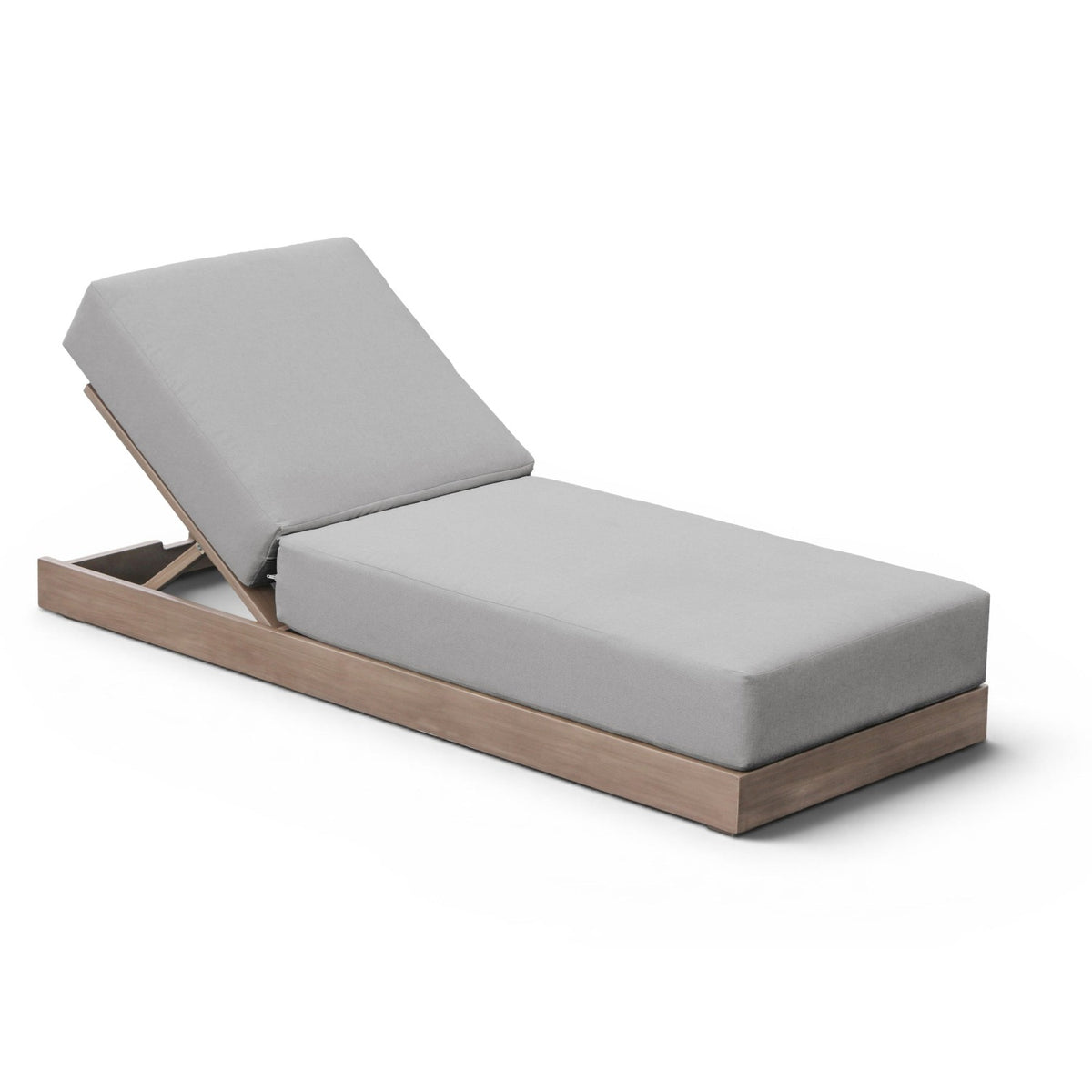 Solace Grey Olefin Performance Fabric Outdoor Patio Lounge Chair in acacia wood, primary product view