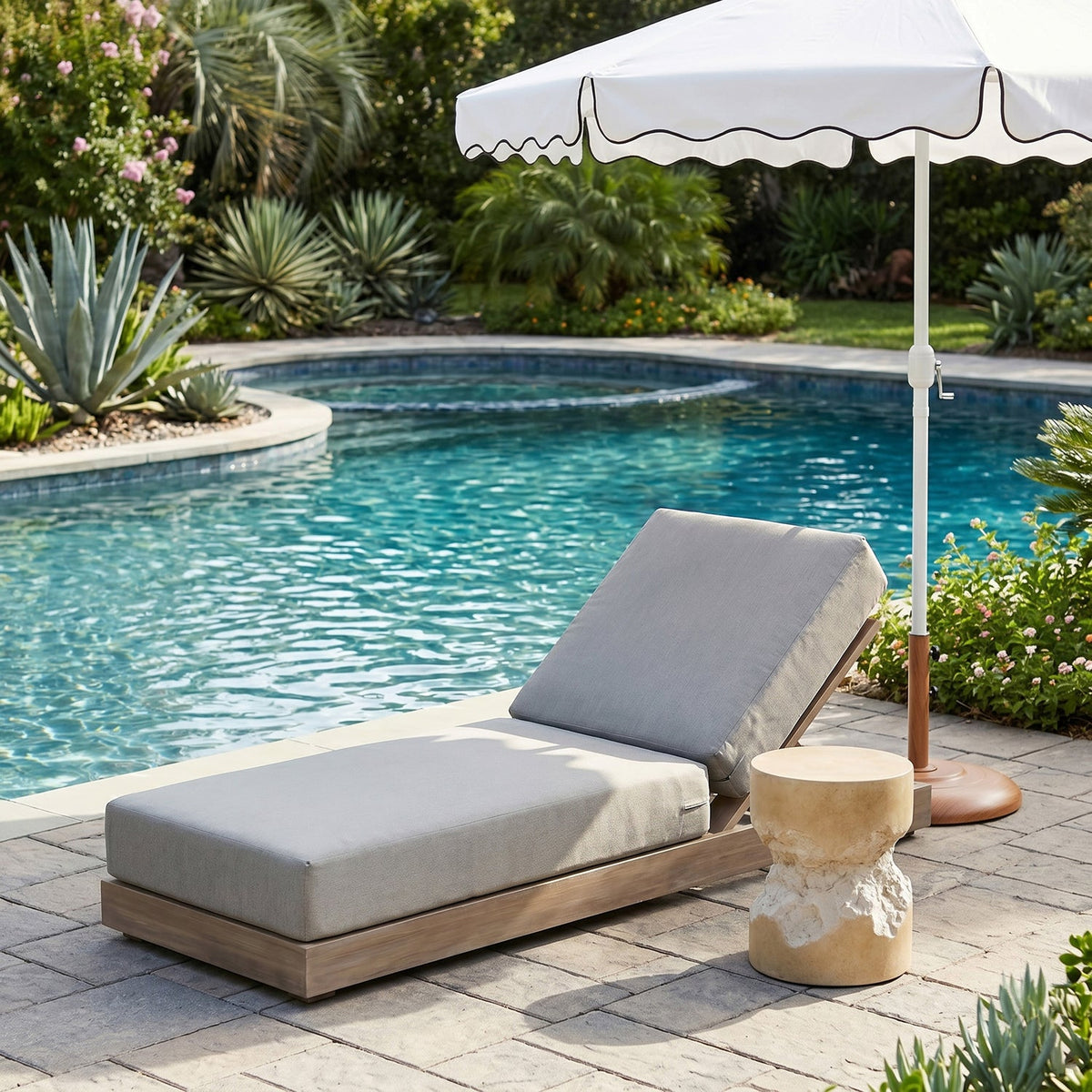 Solace Grey Olefin Performance Fabric Outdoor Patio Lounge Chair