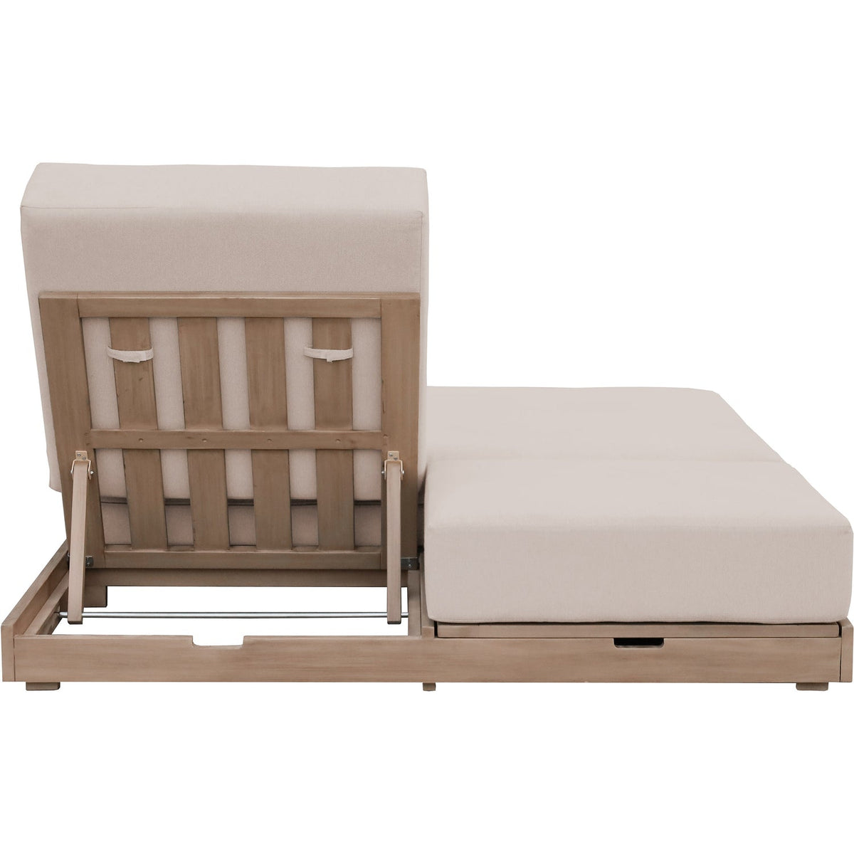Solace Beige Olefin Performance Fabric Outdoor Patio Double Lounge Chair