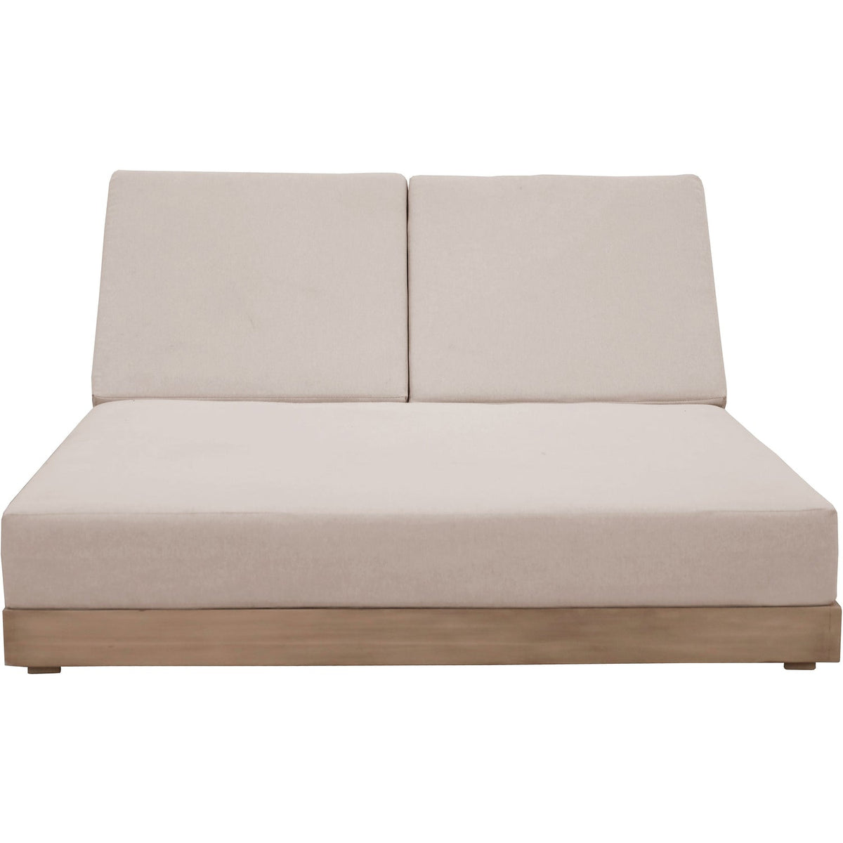 Solace Beige Olefin Performance Fabric Outdoor Patio Double Lounge Chair