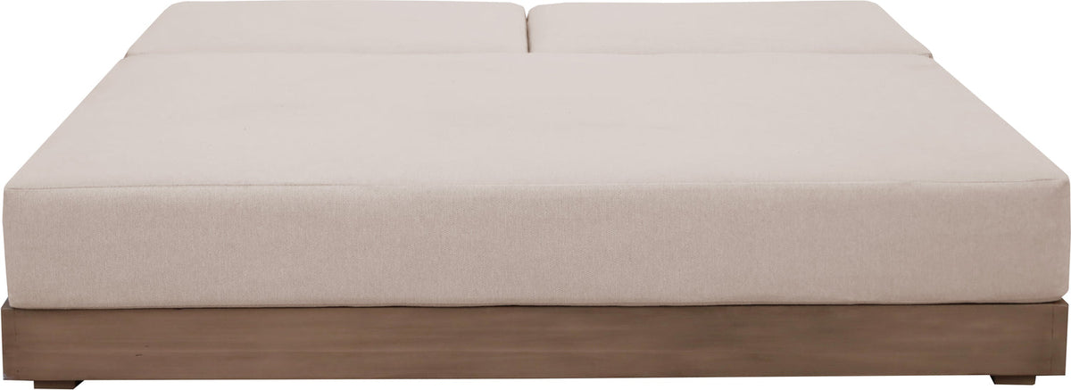 Solace Beige Olefin Performance Fabric Outdoor Patio Double Lounge Chair