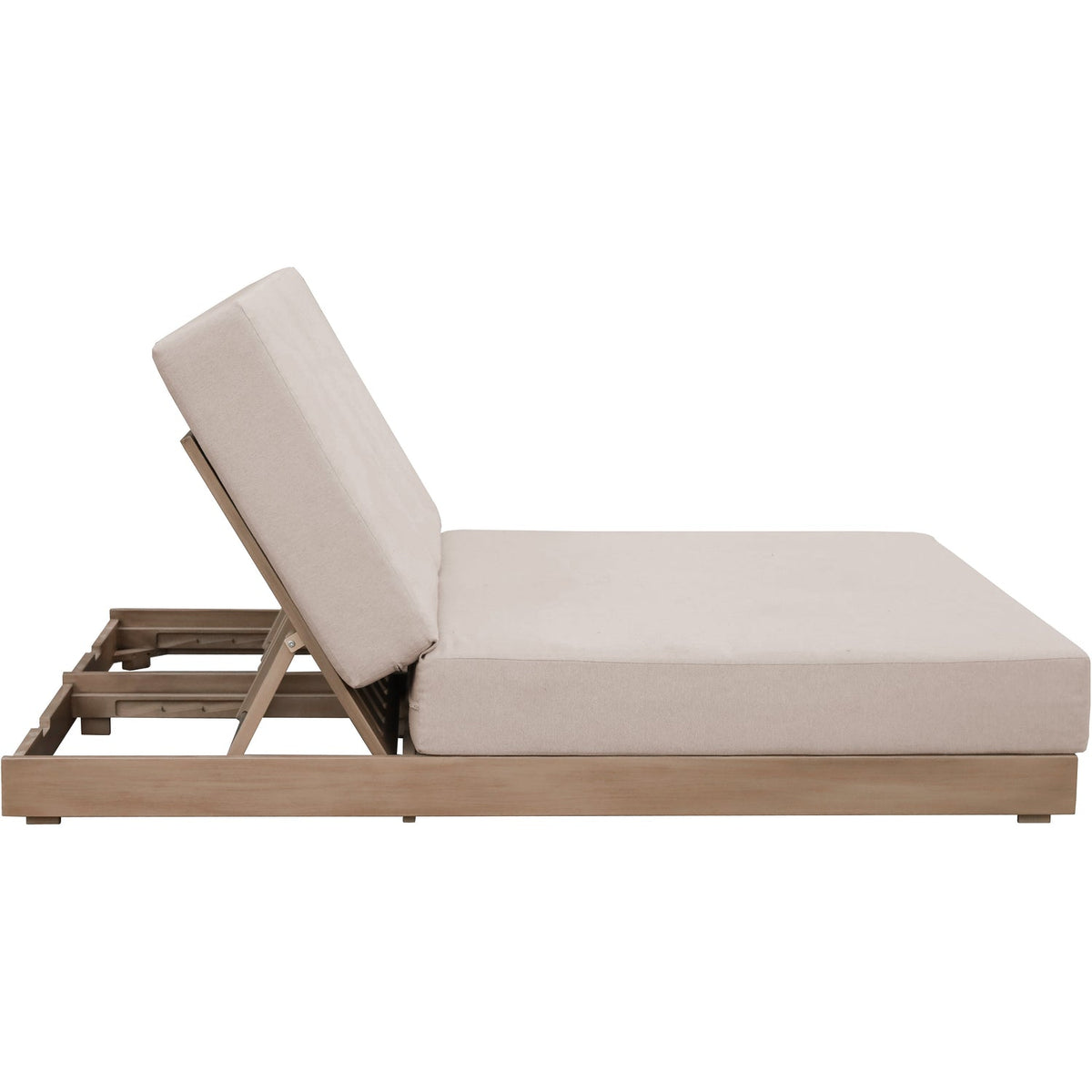 Solace Beige Olefin Performance Fabric Outdoor Patio Double Lounge Chair