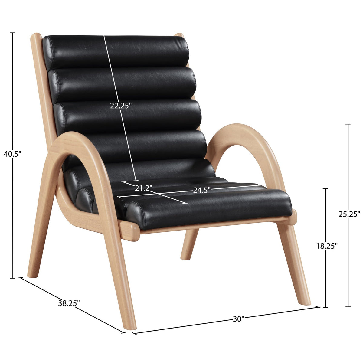Randal Black Vegan Leather Upholstered Accent Chair
