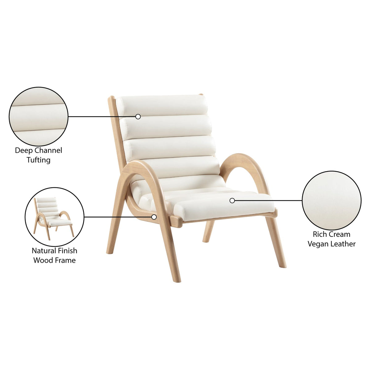 Randal Cream Vegan Leather Upholstered Accent Chair