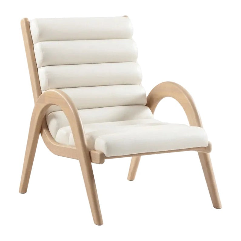 Randal Accent Chair in cream vegan leather with natural-finish wood frame, primary product view