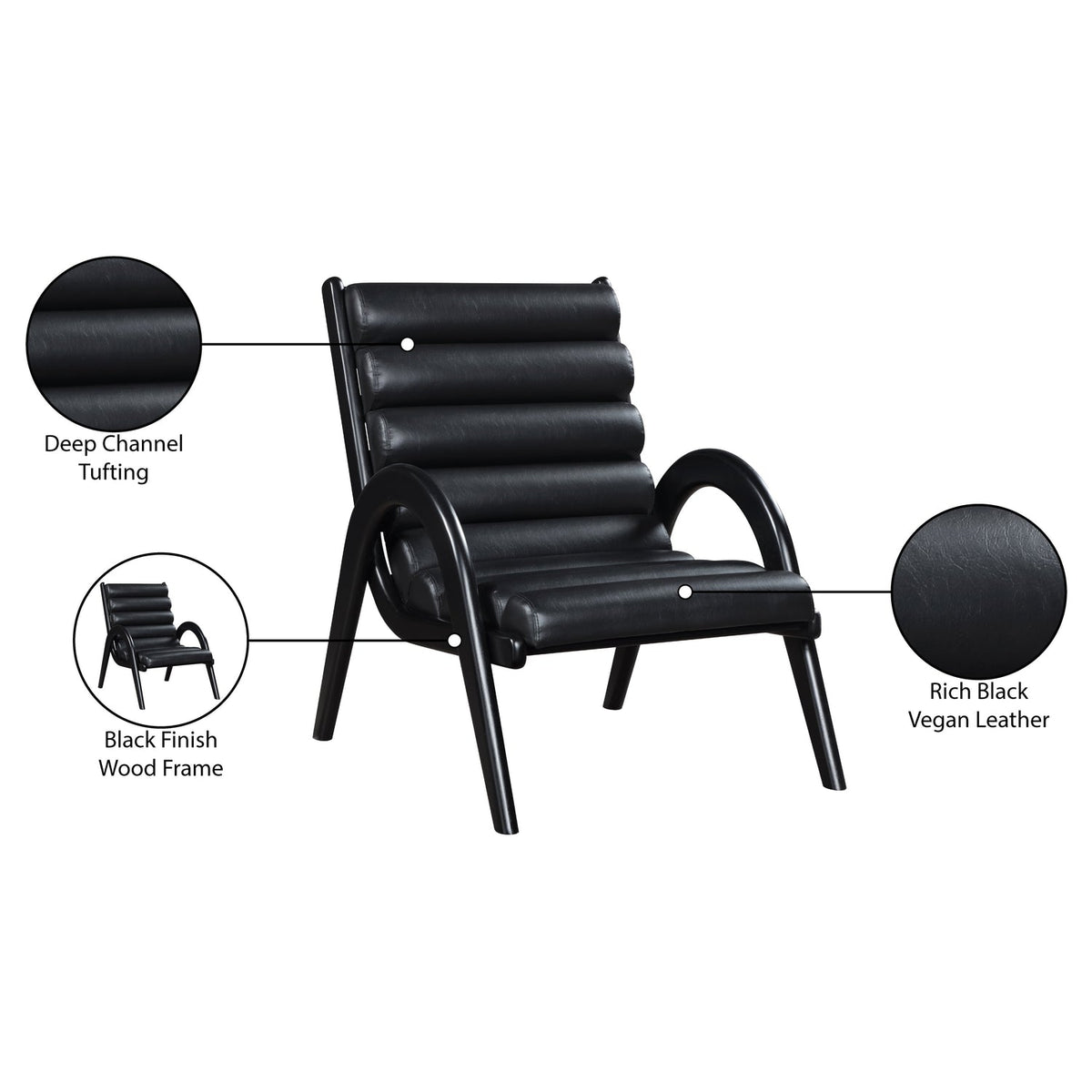 Randal Black Vegan Leather Upholstered Accent Chair