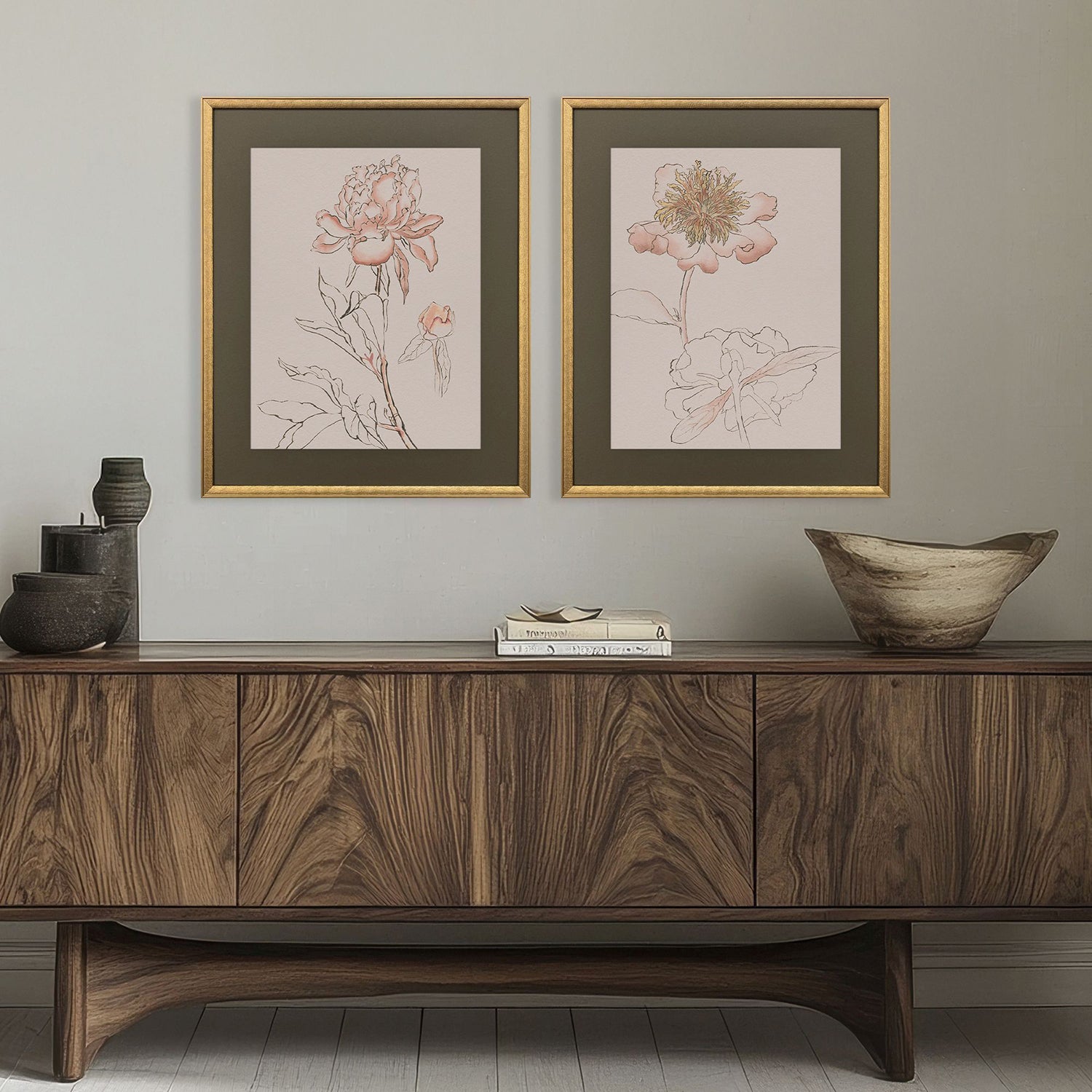 Sarah Lang Delicate Sketch I Framed Art Set of 2
