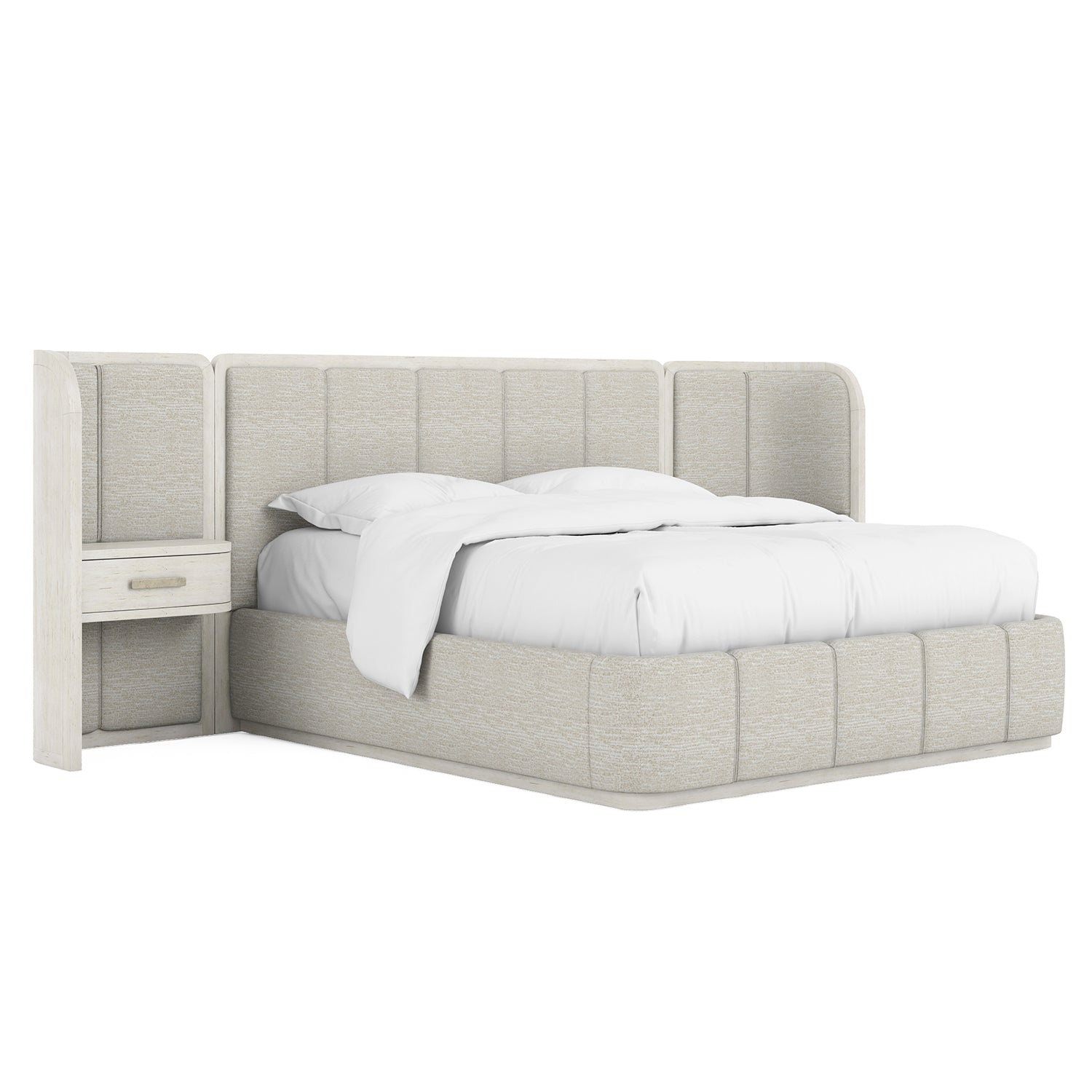 A.R.T. Furniture Ashlar Upholstered Wall Panel Bed with Nightstand