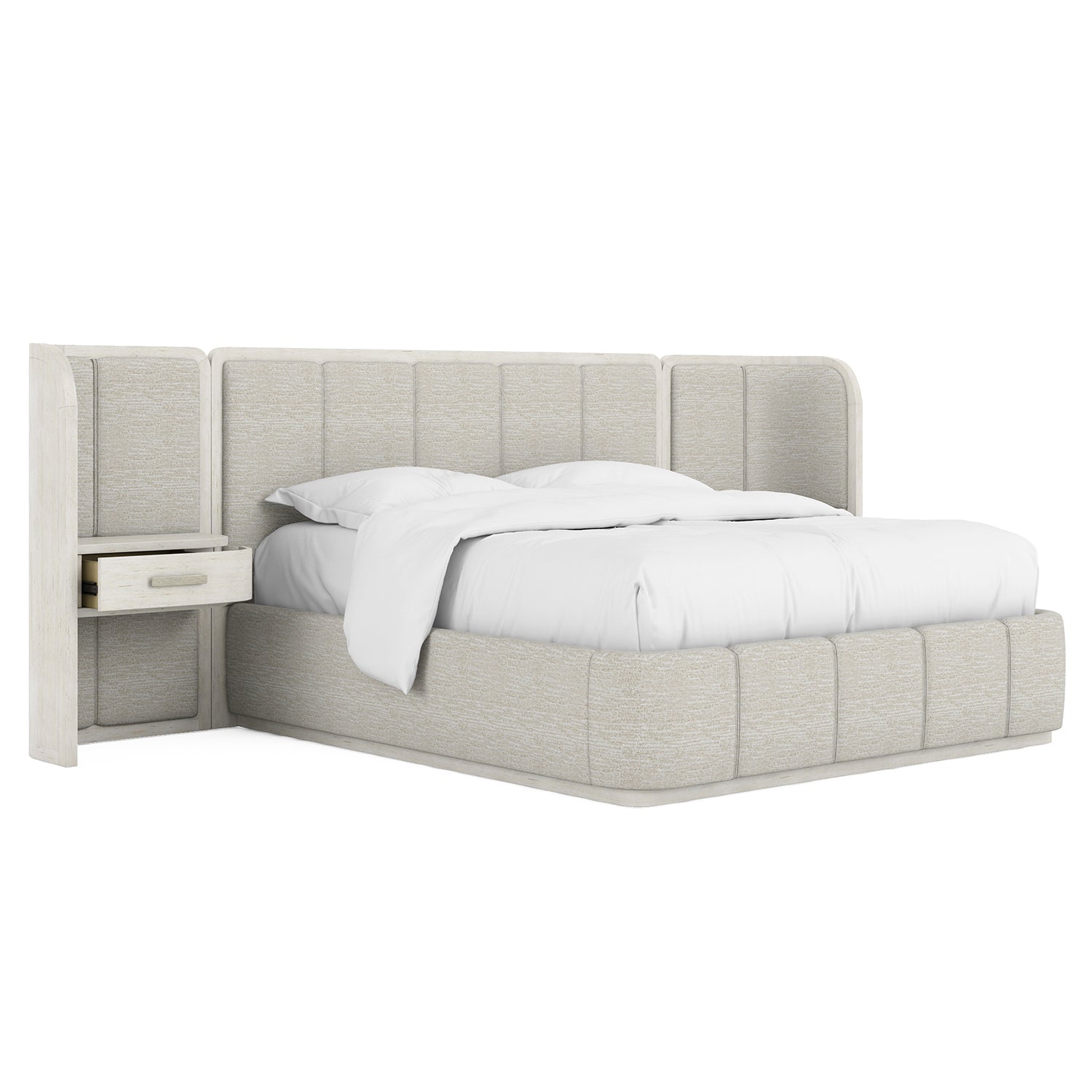 A.R.T. Furniture Ashlar Upholstered Wall Panel Bed with Nightstand