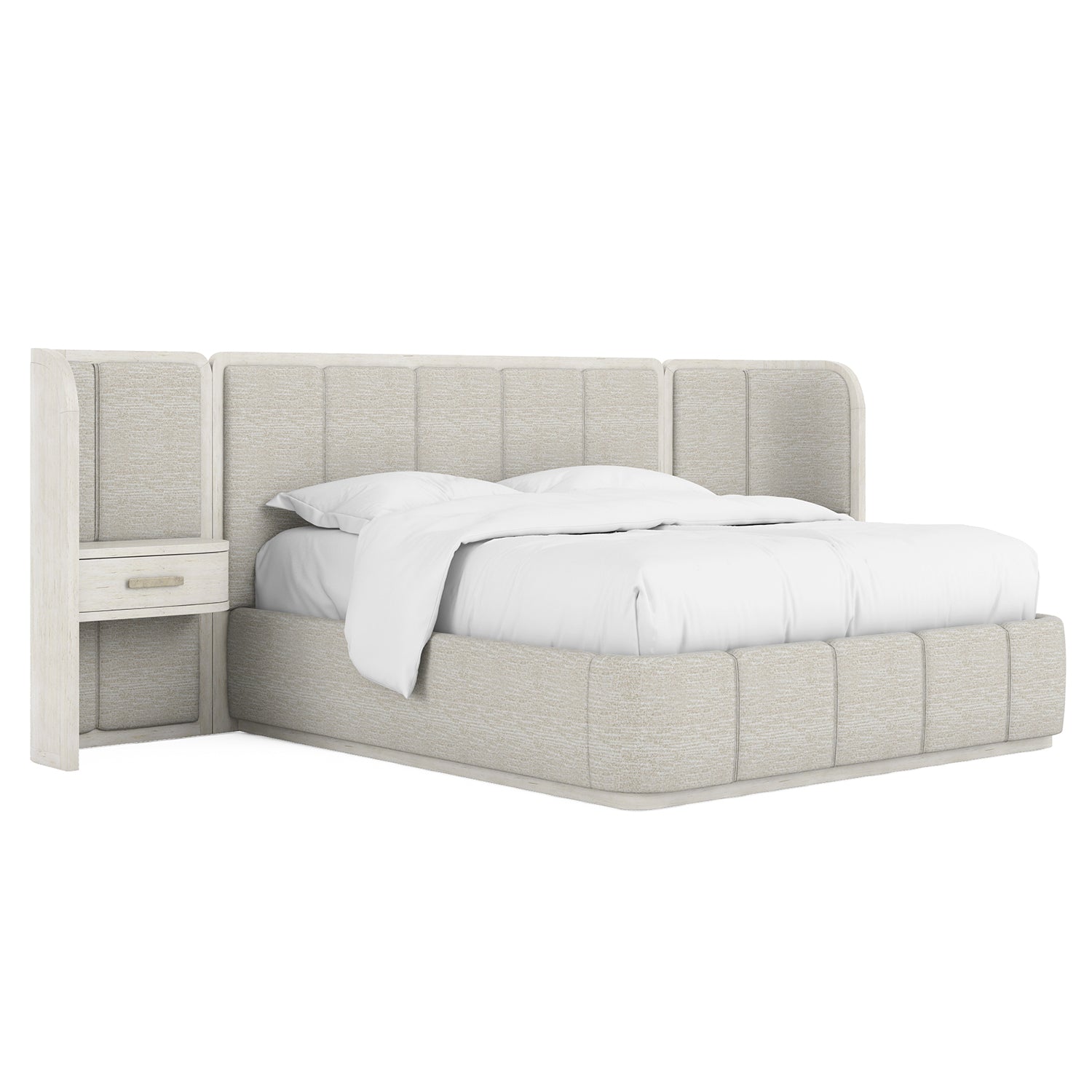 A.R.T. Furniture Ashlar Upholstered Wall Panel Bed with Nightstand