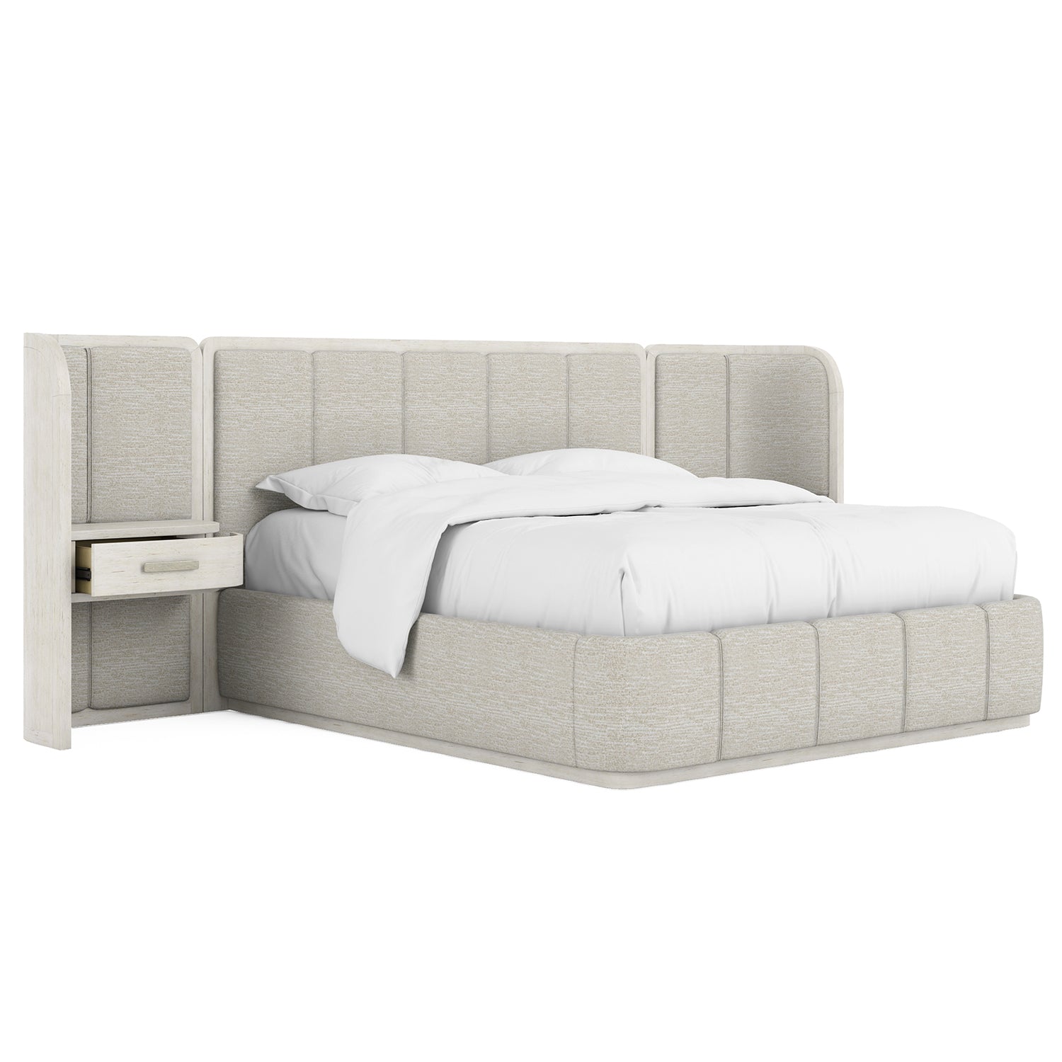 A.R.T. Furniture Ashlar Upholstered Wall Panel Bed with Nightstand