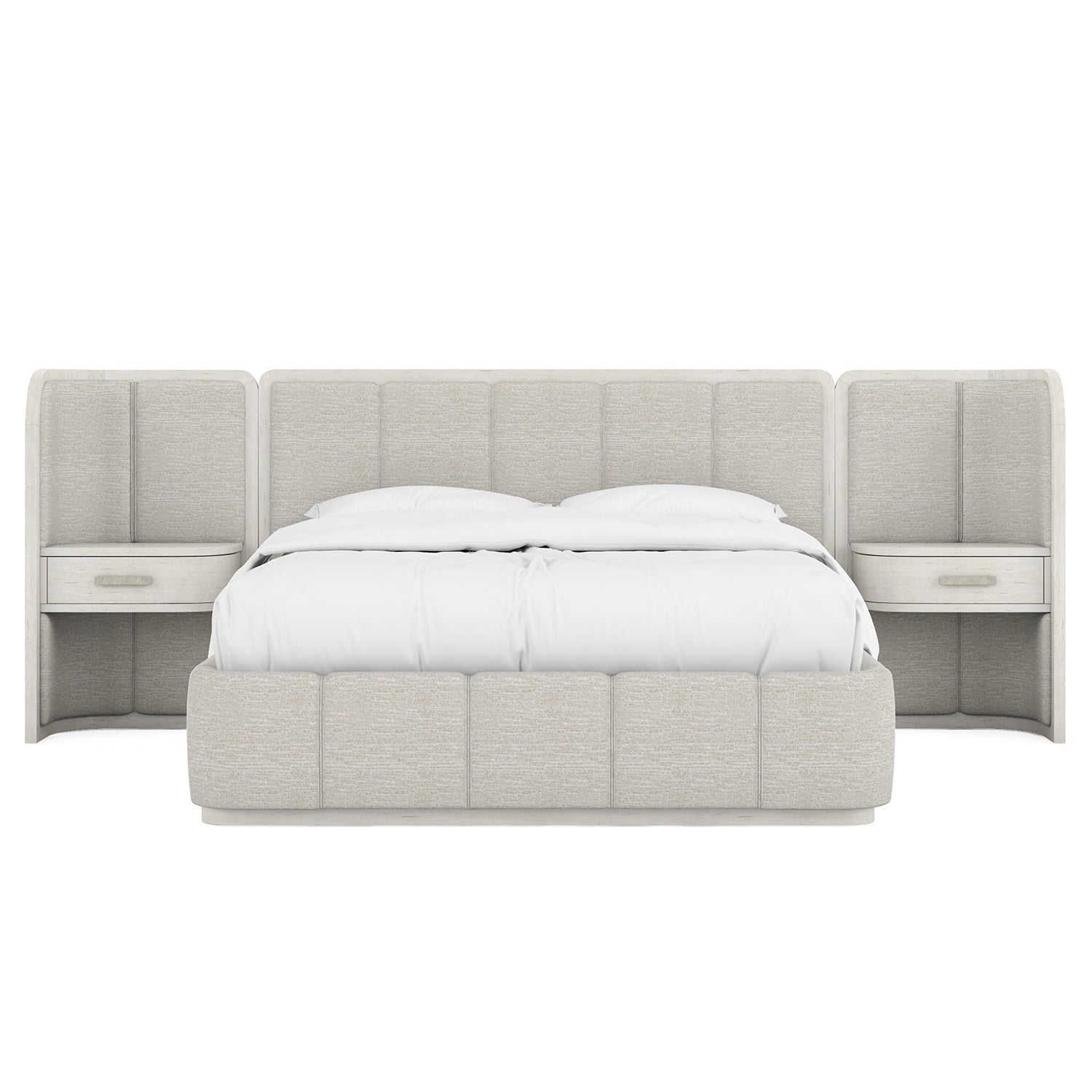 A.R.T. Furniture Ashlar Upholstered Wall Panel Bed with Nightstand