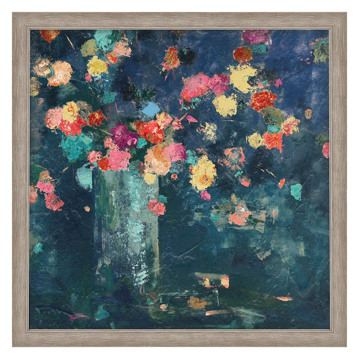 Jordan Glassco-Smith Vintage Floral on Blue Framed Art