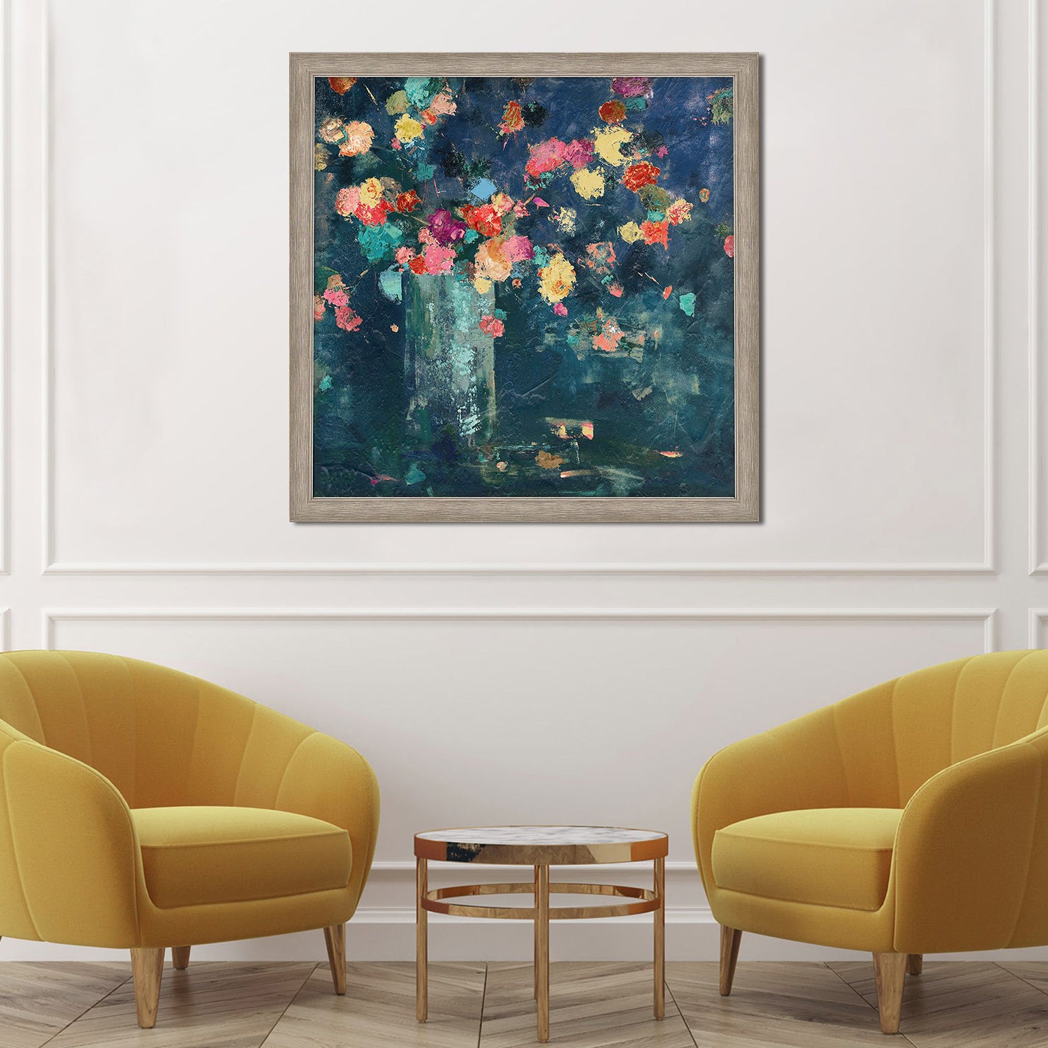 Jordan Glassco-Smith Vintage Floral on Blue Framed Art