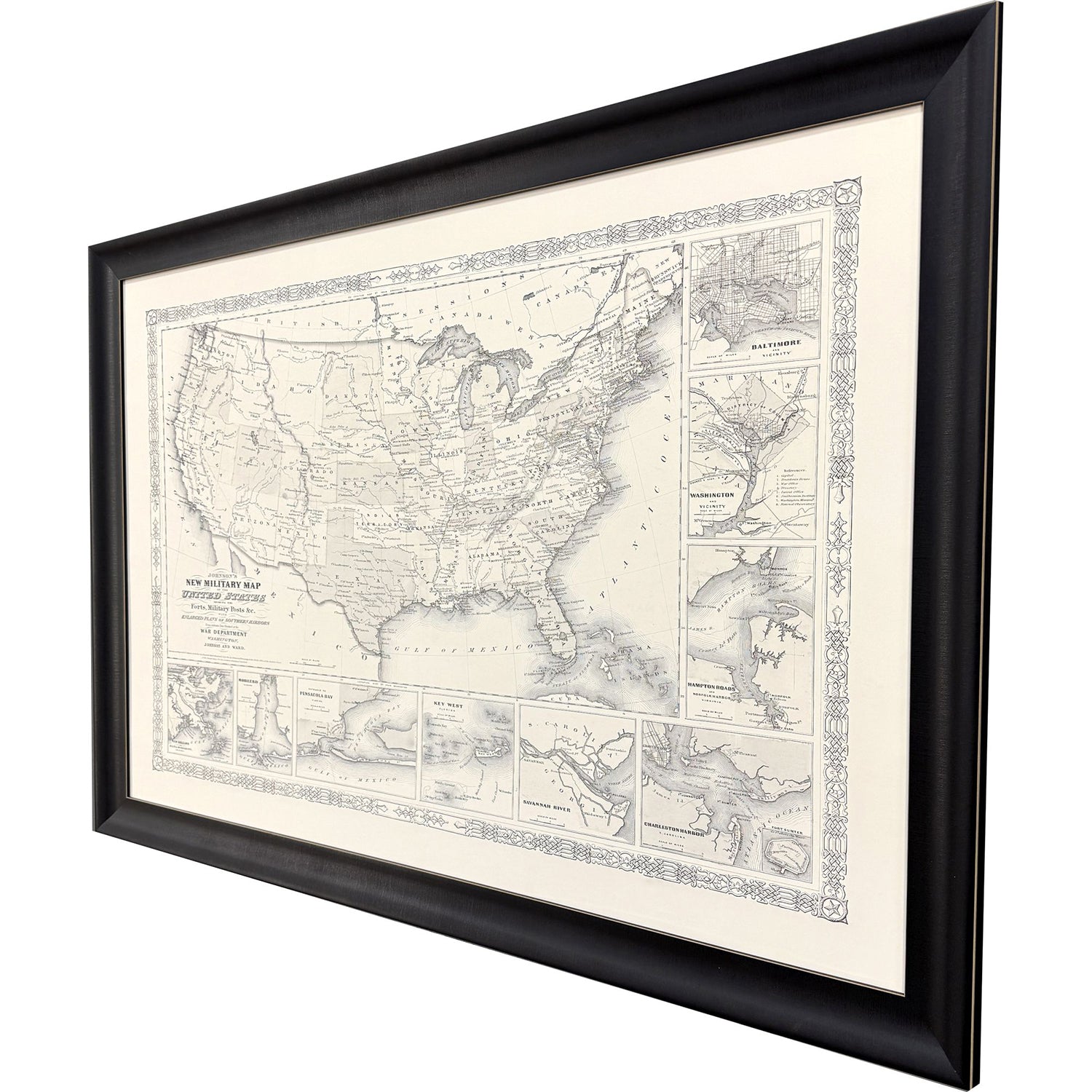 Malanta Knowles Military Map of US, 1861 Framed Art