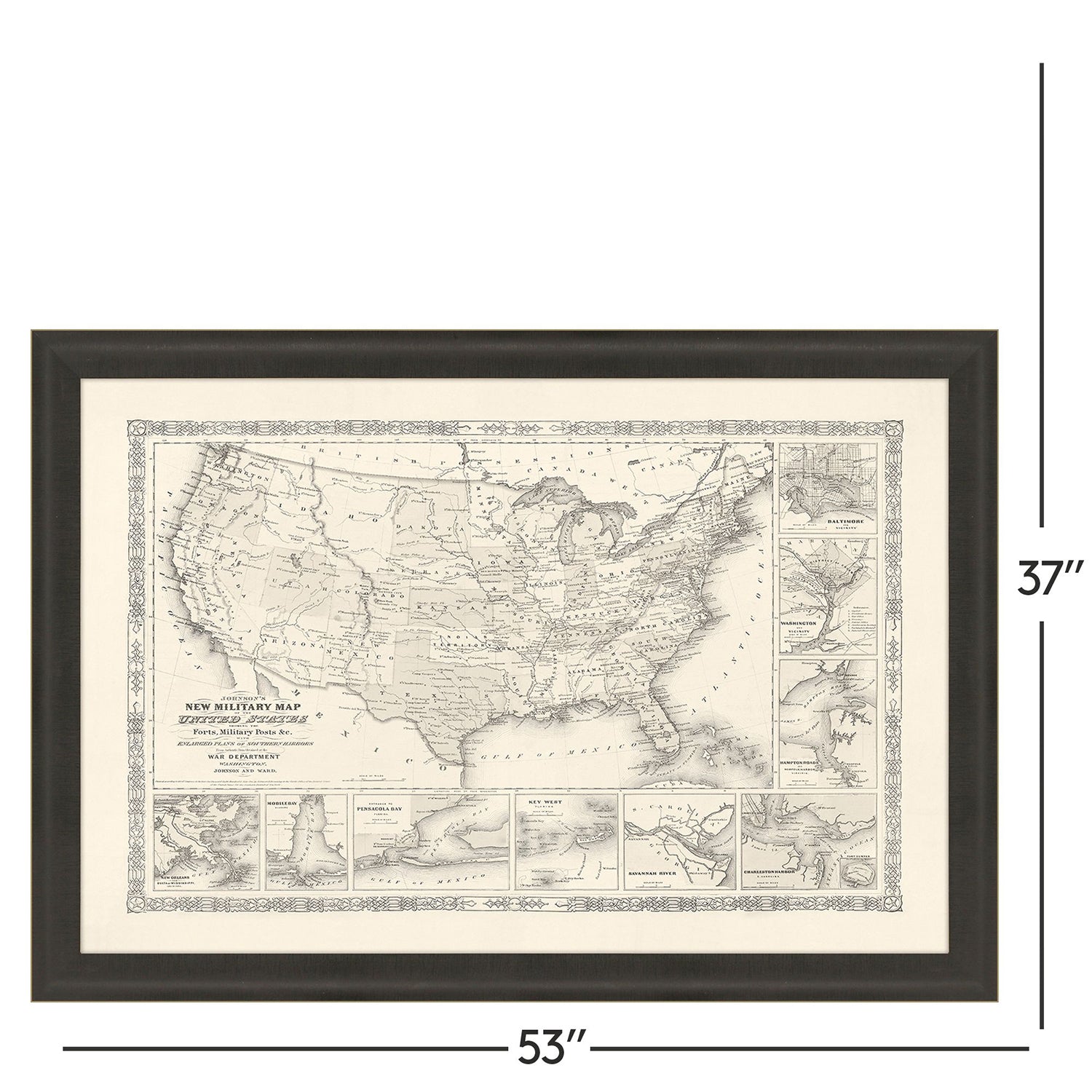 Malanta Knowles Military Map of US, 1861 Framed Art