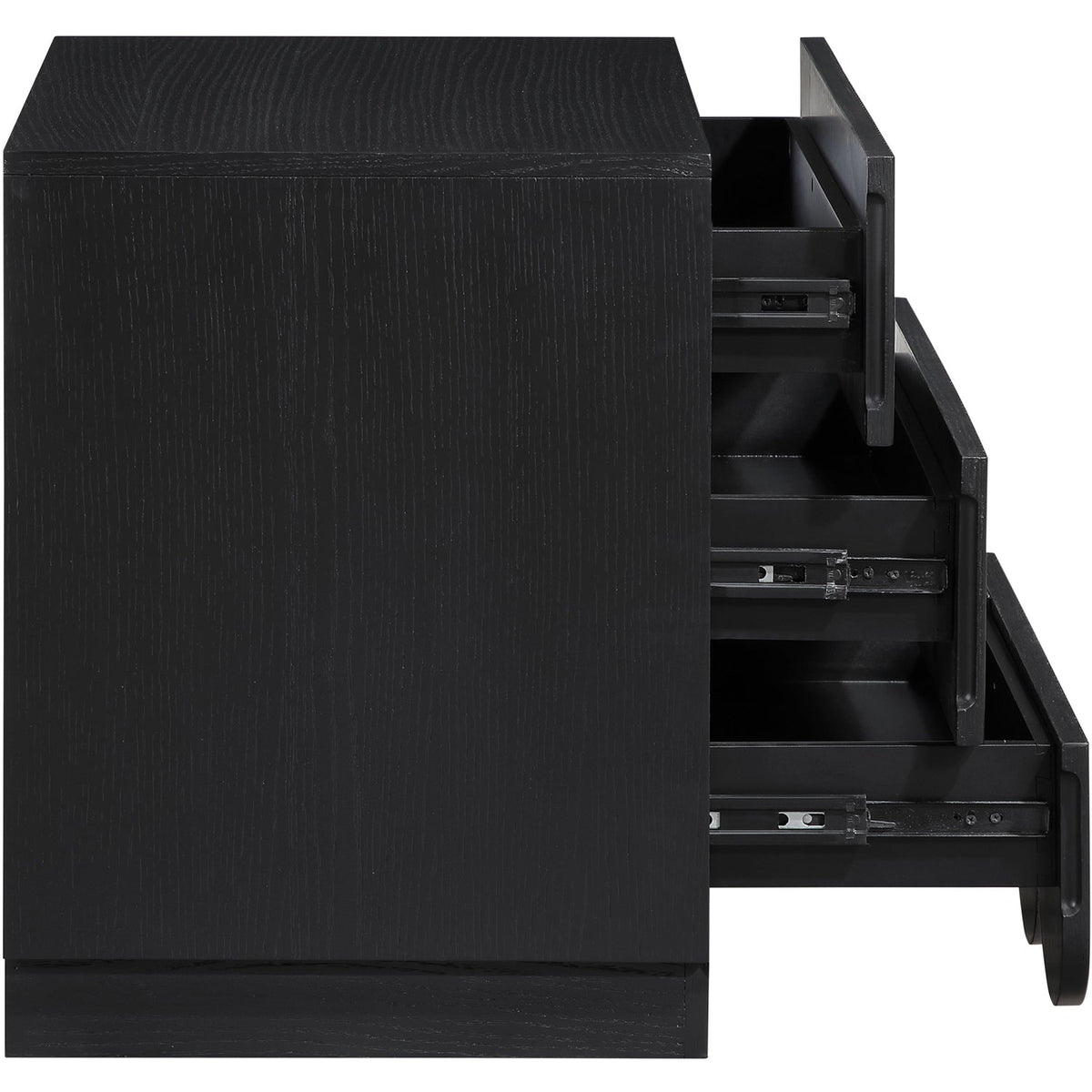 Scallop 24in Black Oak Veneer Nightstand Set of 2