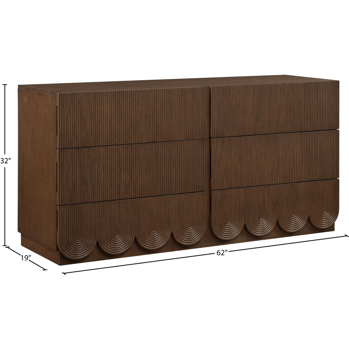 Scallop Brown Oak Veneer Dresser