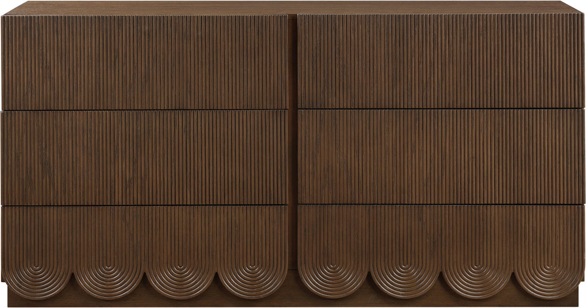Scallop Brown Oak Veneer Dresser