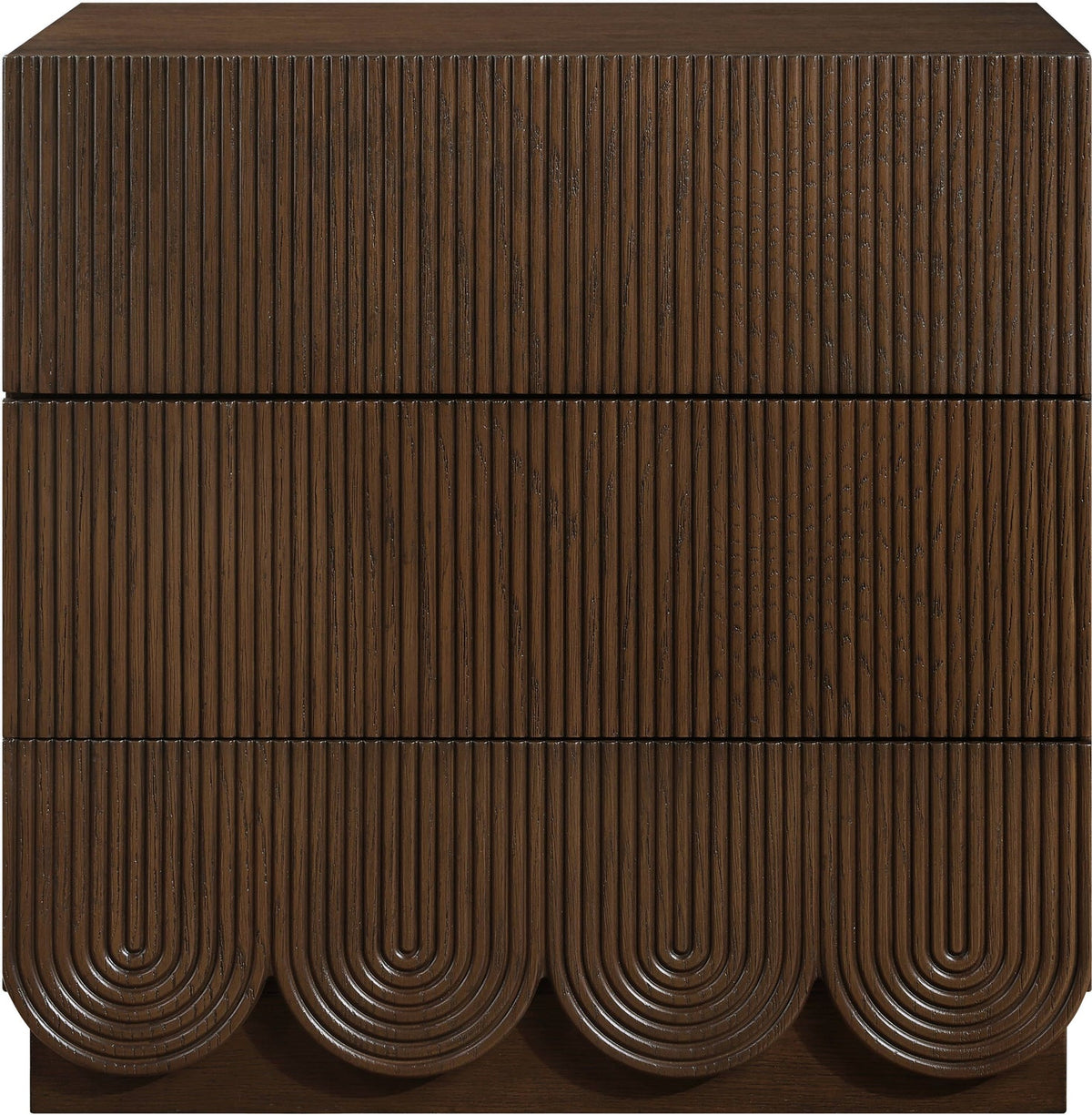 Scallop 24in Brown Oak Veneer Nightstand Set of 2