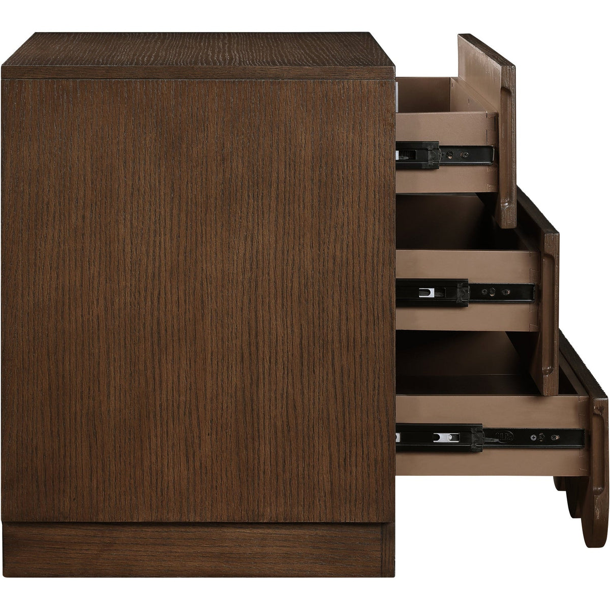 Scallop 24in Brown Oak Veneer Nightstand Set of 2
