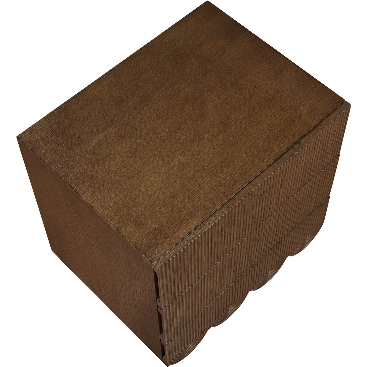 Scallop 24in Brown Oak Veneer Nightstand Set of 2