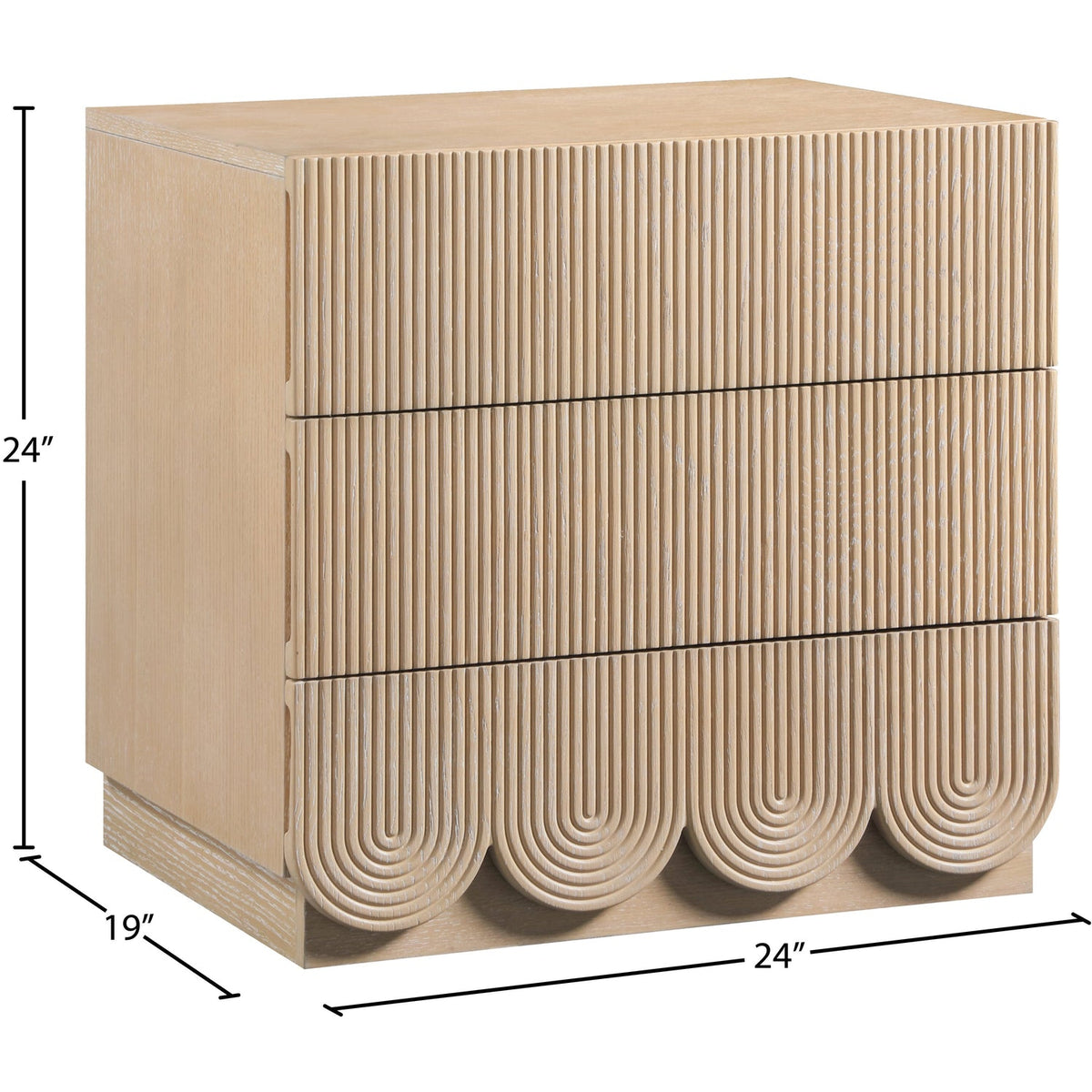 Scallop 24in Natural Oak Veneer Nightstand Set of 2