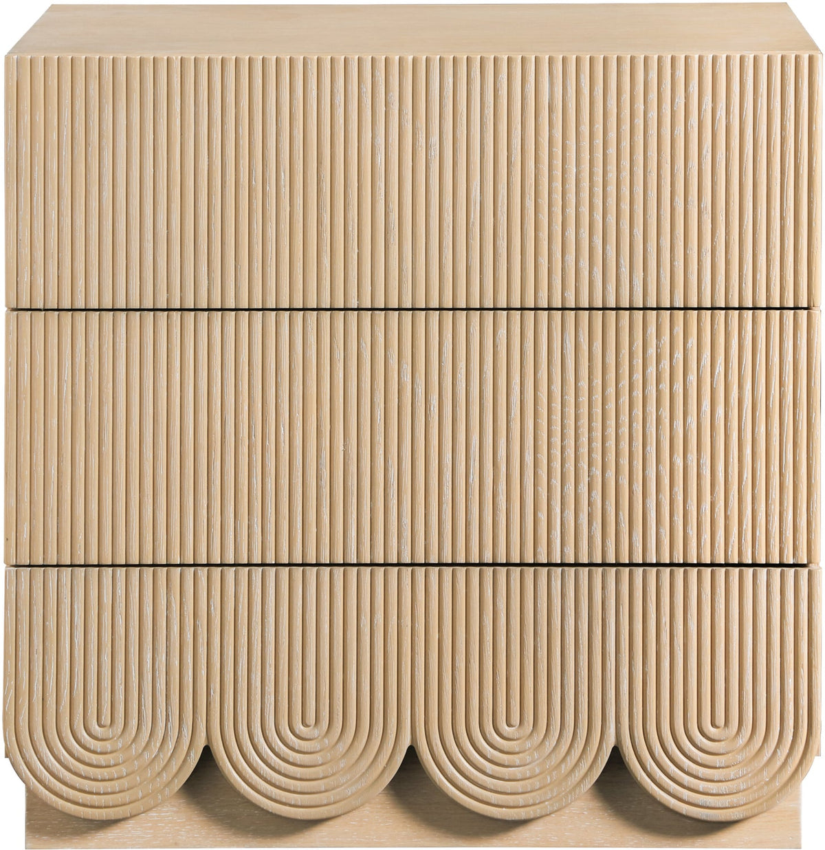 Scallop 24in Natural Oak Veneer Nightstand Set of 2