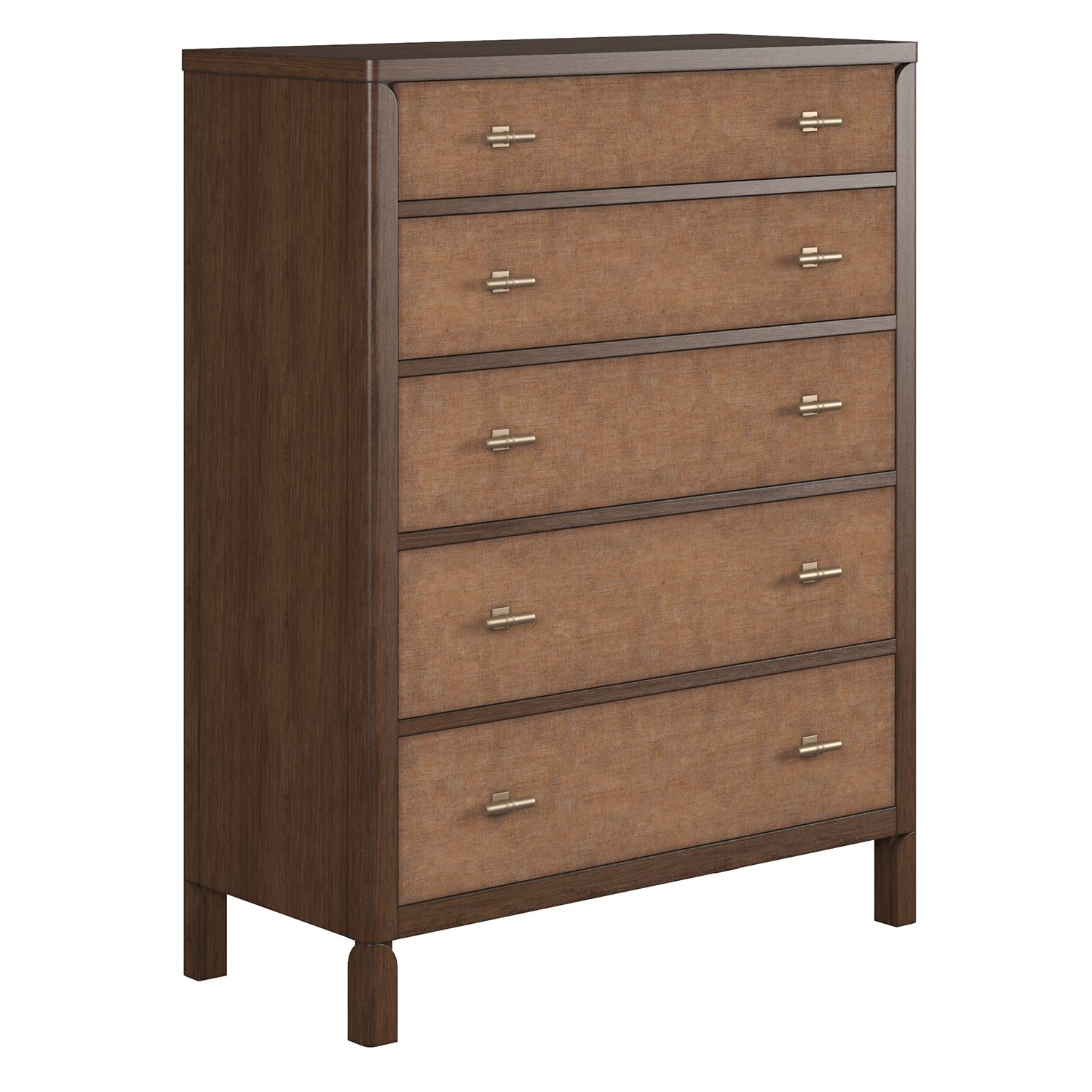 Verge 5 Drawer Chest in Handcrafted Walnut, side profile view