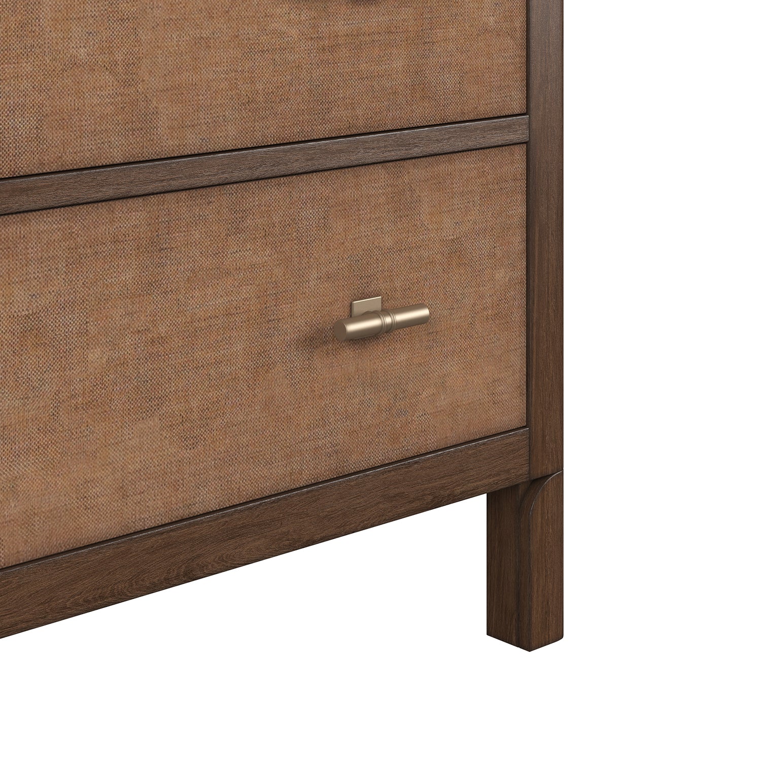 Verge 5 Drawer Chest in Handcrafted Walnut, shown to scale in a styled space