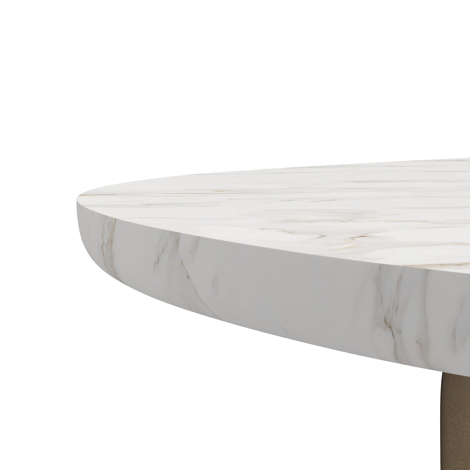 Close-up of the bronze metallic resin base on the Verge cocktail table