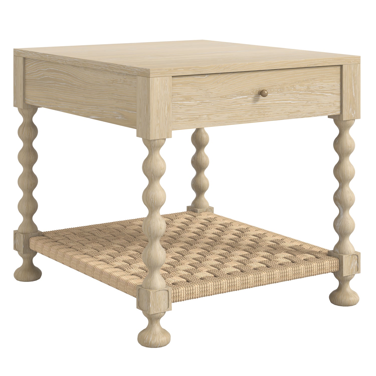 Haven Drawer End Table Set of 2 in Sun Oak, side profile view