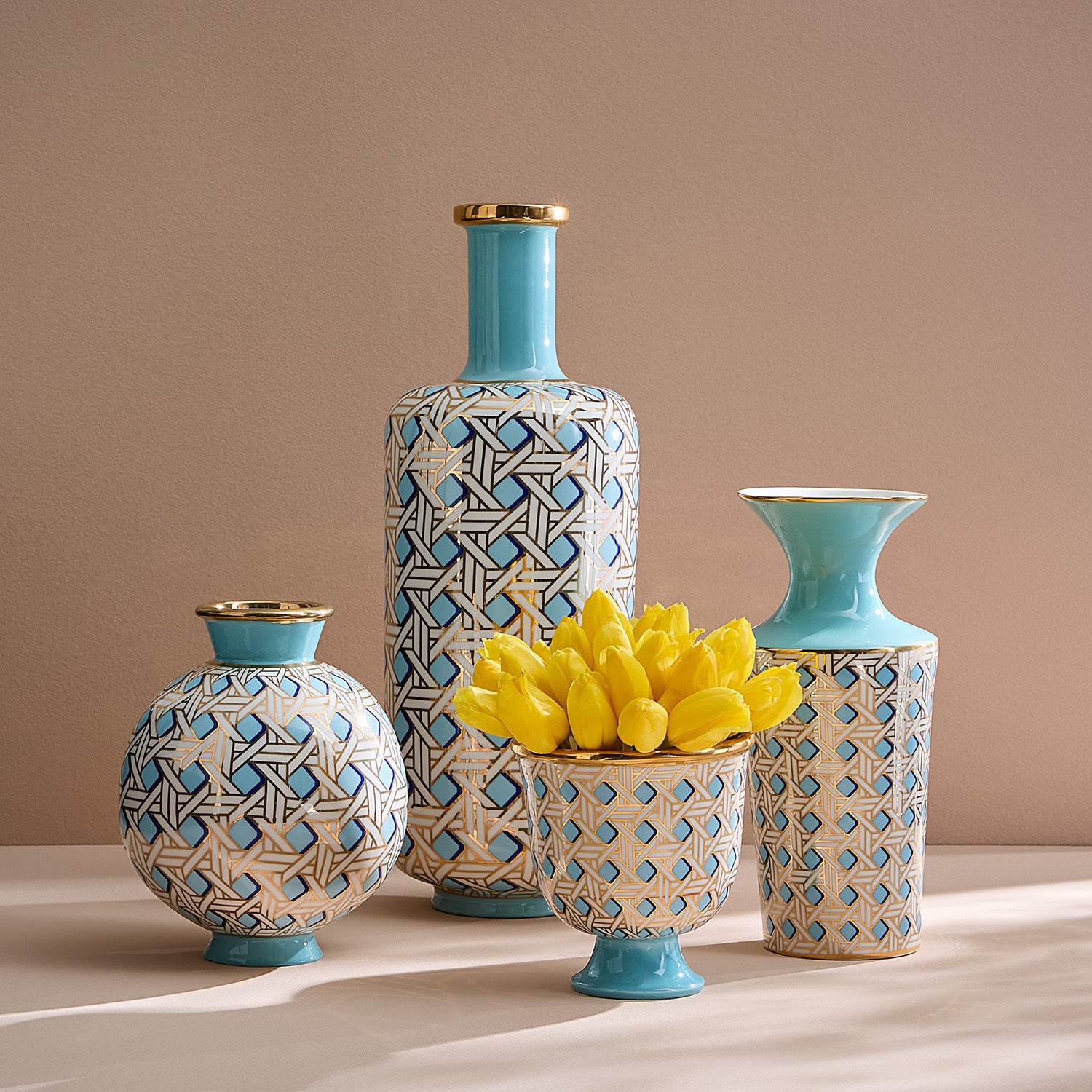 Jonathan Adler Basketweave Round Vase