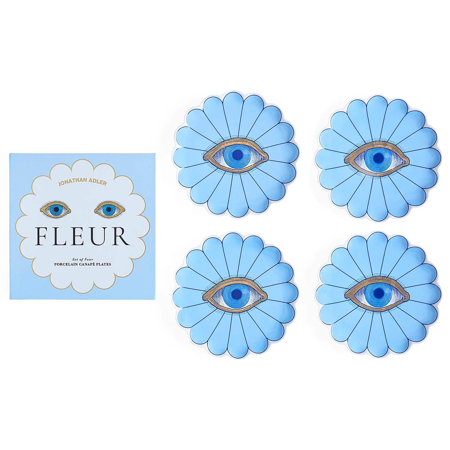 Jonathan Adler Fleur Canape Plate Set of 4